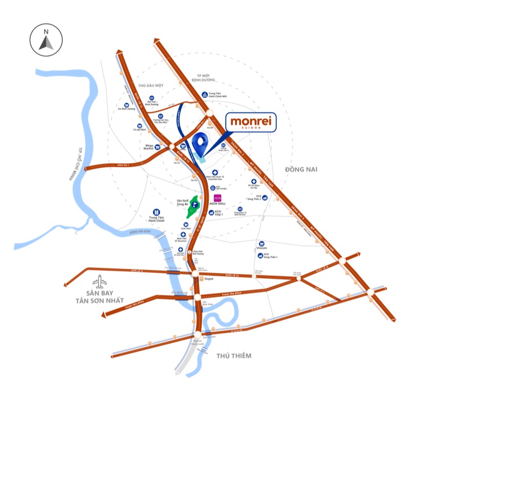 Bản đồ vị trí Monrei Saigon và các tuyến giao thông kết nối