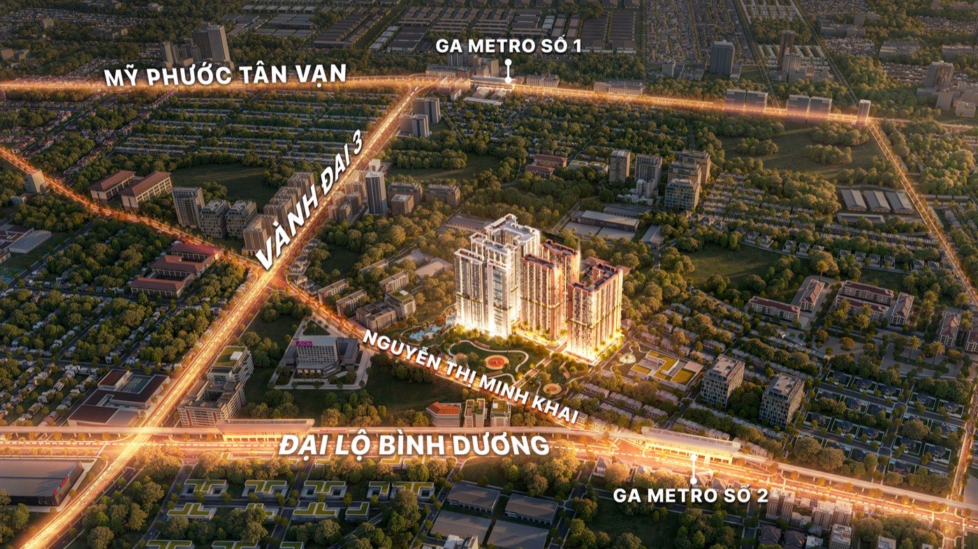 Phối cảnh kết nối vùng: Đại lộ Bình Dương, Vành đai 3, Mỹ Phước – Tân Vạn, ga Metro số 1 và số 2