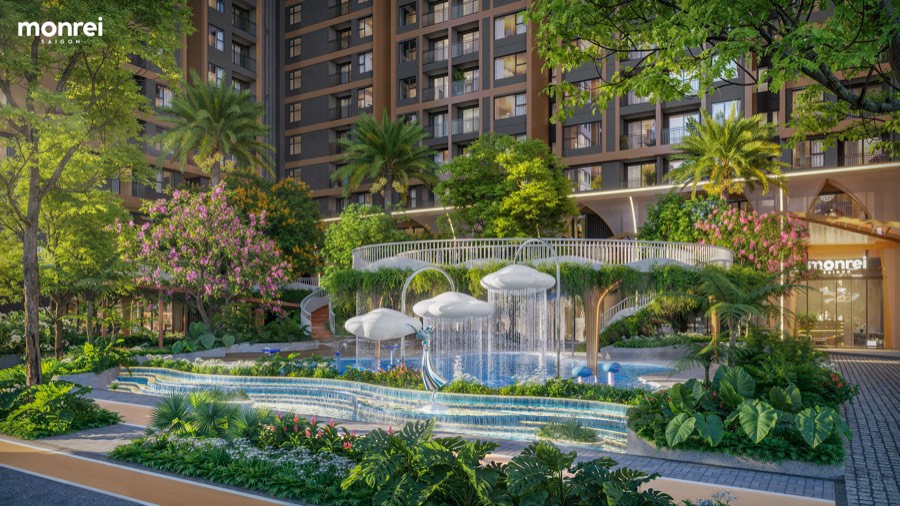 Cảnh quan nước dưới chân tháp Onsen